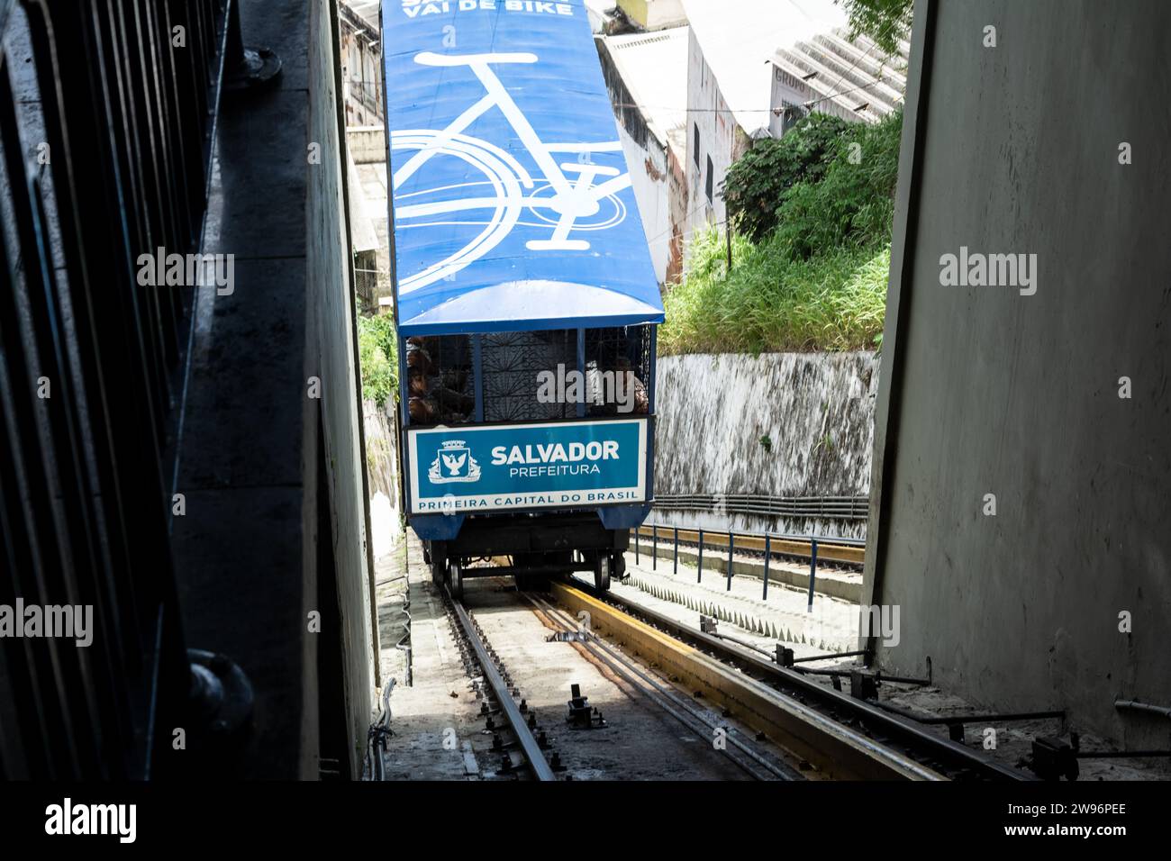 Salvador, Bahia, Brasile - 7 marzo 2015: Funivia che collega Cidade Baixa a Cidade alta, Pelourinho, città di Salvador, Bahia. Foto Stock