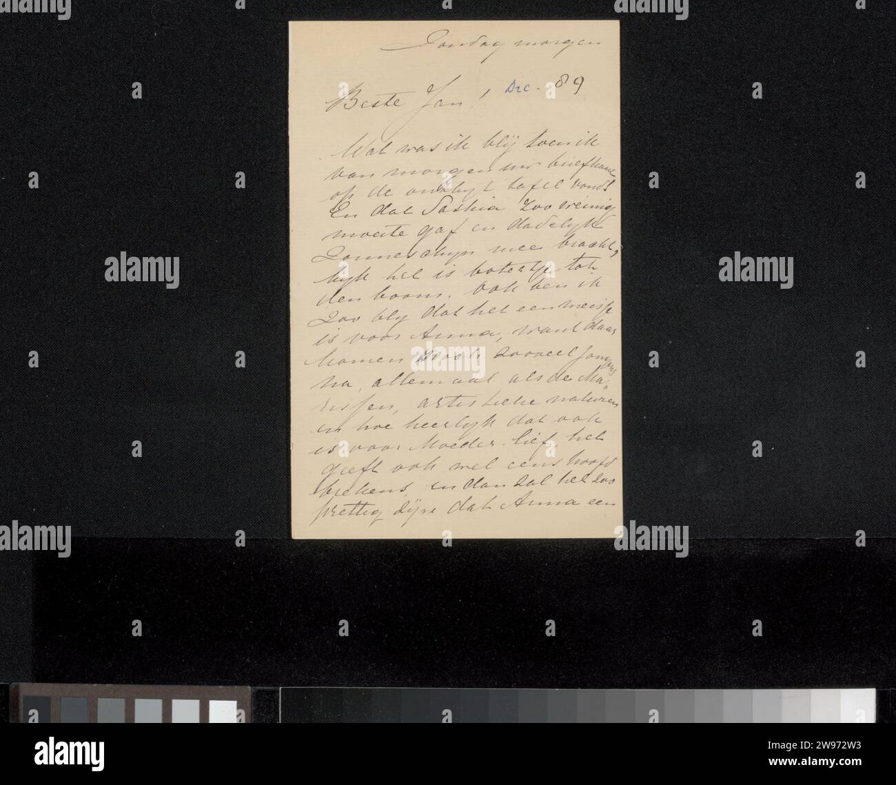 Lettera a Jan Veth, Jacoba Cornelia Jolles-Singels, 1889 Letter paper. scrittura inchiostro (processi) / durata famiglia penna Foto Stock