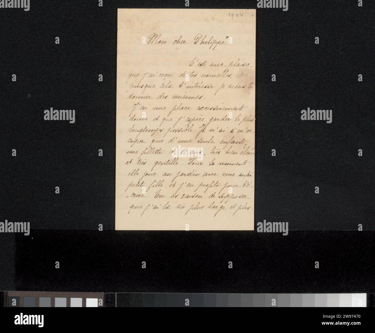 Lettera a Philip Zilcken, Louise Stevens, 1904 Letter Iron Ink Writing (Processes) / PEN Foto Stock