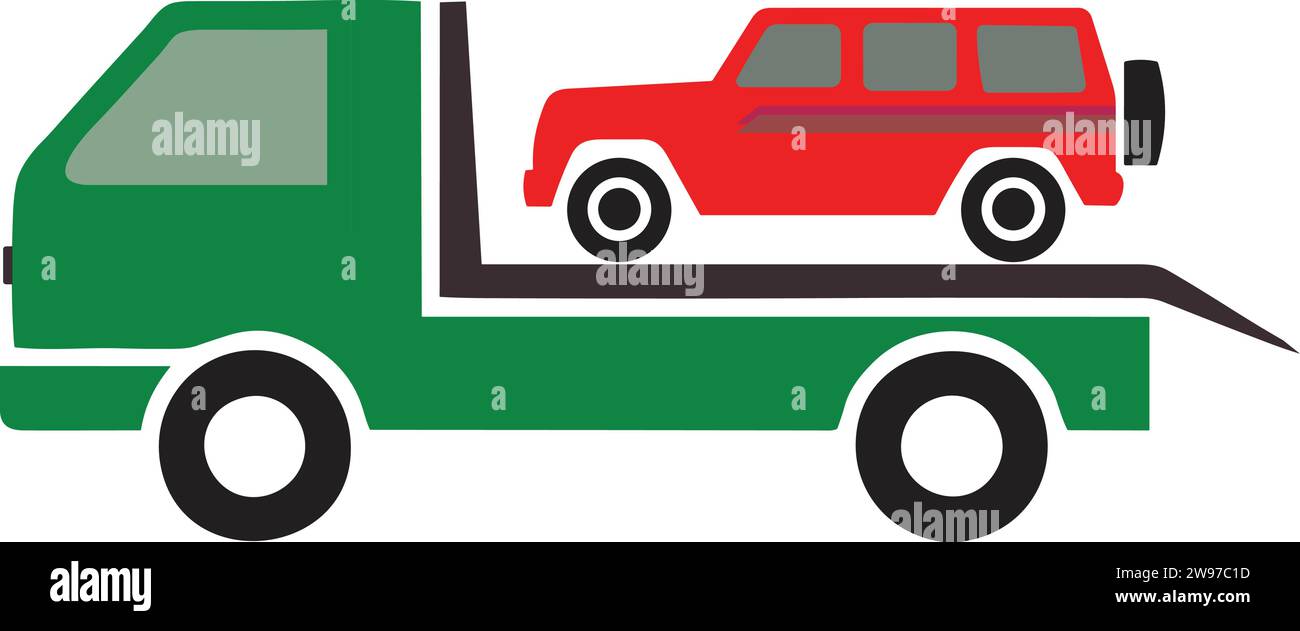 Colore segnaletica per furgoni di recupero| assistenza stradale in caso di incidente stradale | autocarro di recupero in caso di guasto Illustrazione Vettoriale