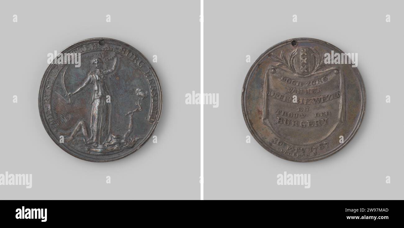 Dopo aver conquistato Kattenburg, Lageman, medaglia d'argento storica 1787. Amsterdam Silver (metallo) Foto Stock