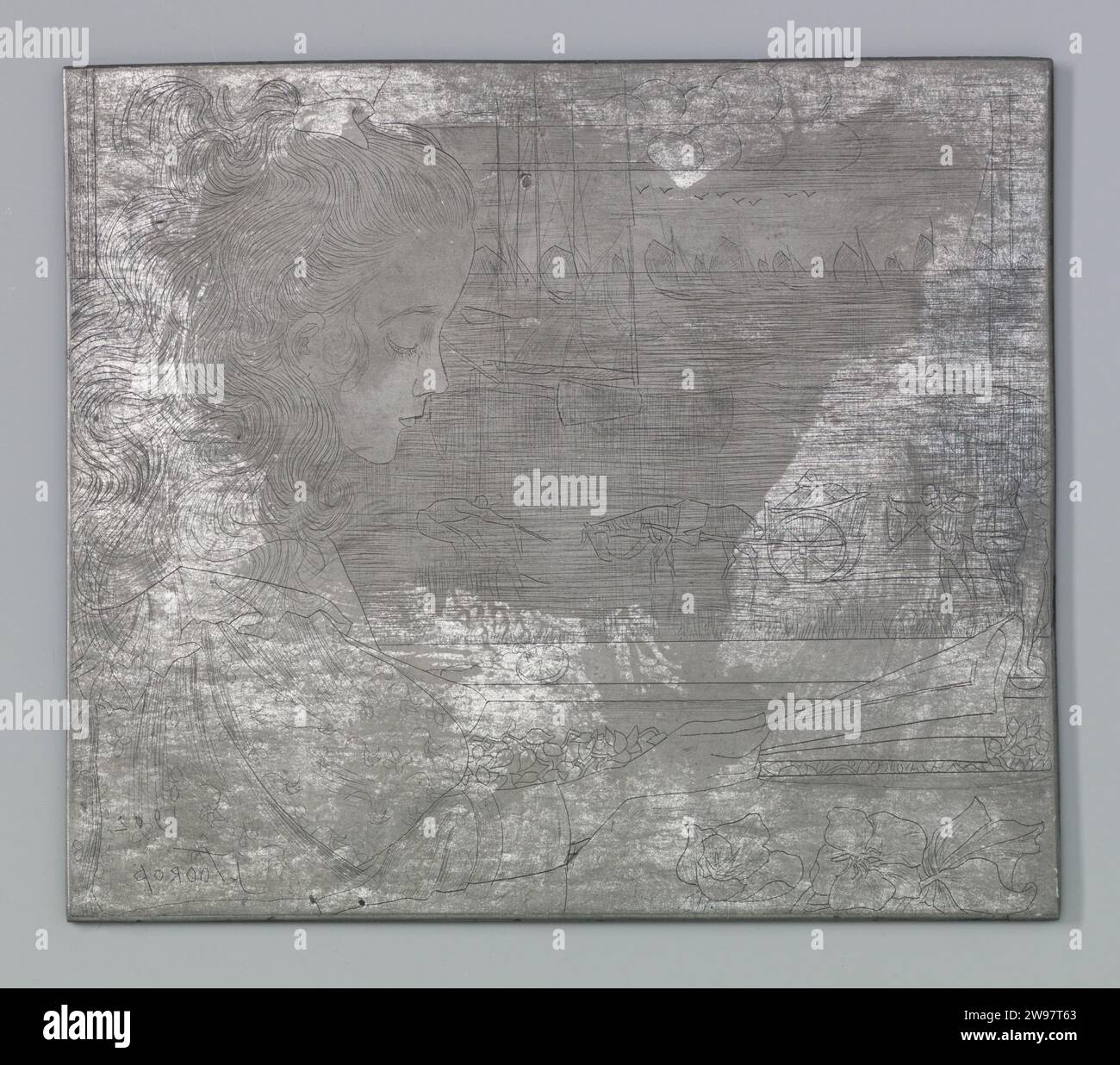 Charley di fronte alla finestra, punto a secco di zinco 1902 Foto Stock