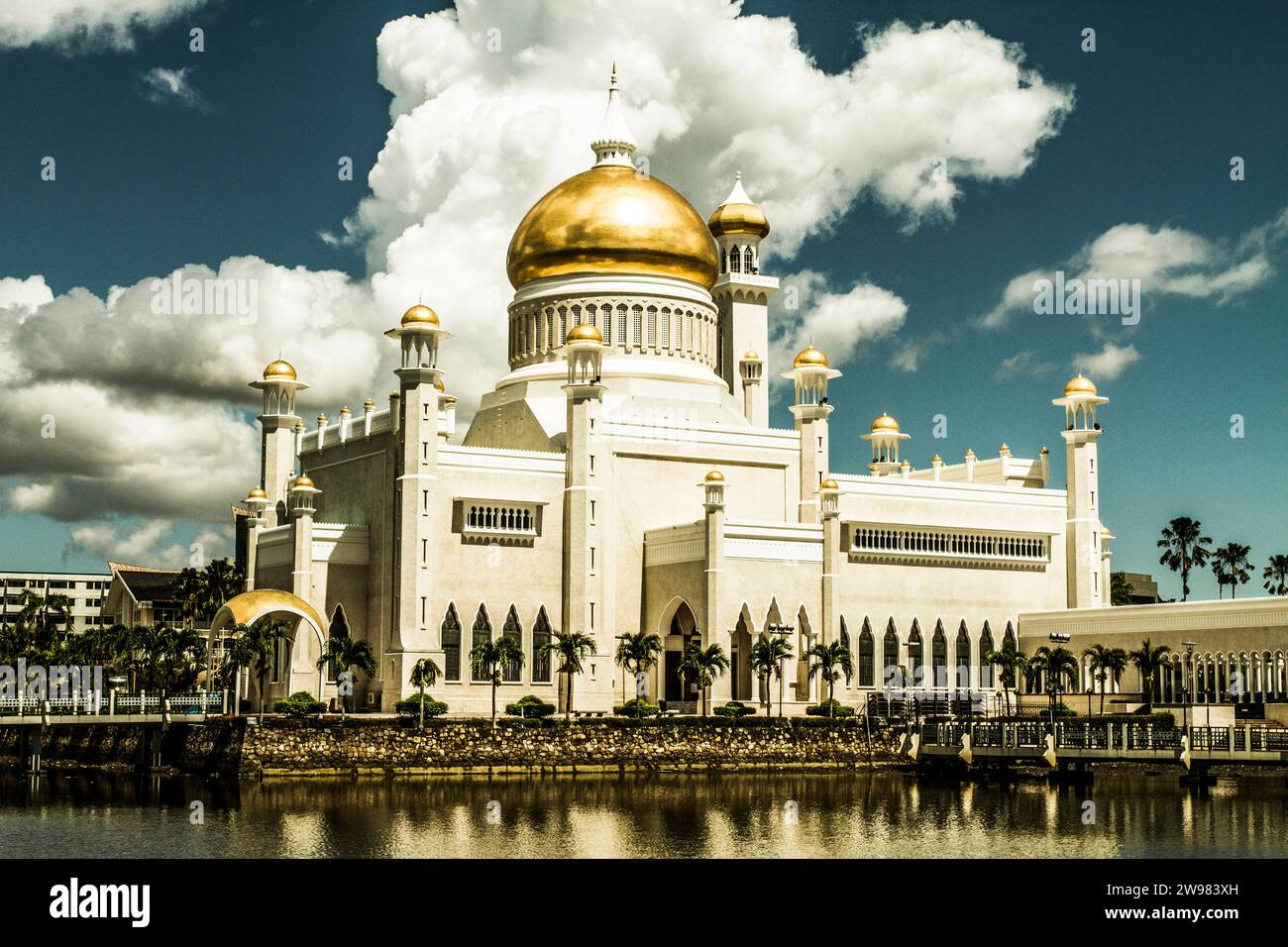 Moschea Sultan Omar Ali Saifuddin in Brunei. Foto Stock