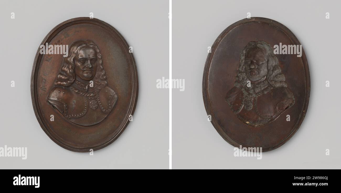 Michiel Adriaansz. De Ruyter, Anonimo, 1667 plaquette ovale, su un lato. Parte anteriore: Cambio uomo seno. Inverso: Blanco. Bronzo olandese (metallo) percussione (lavorazione dei metalli) / incisione Foto Stock