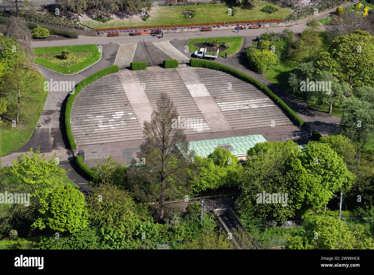 Ross Open Air Theatre auditorium a Princes Street Gardens, città di Edimburgo, Scozia, Regno Unito. Foto Stock