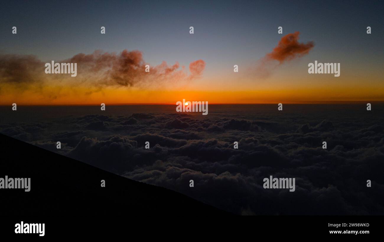 Tramonto su Volcan De Fuego Foto Stock