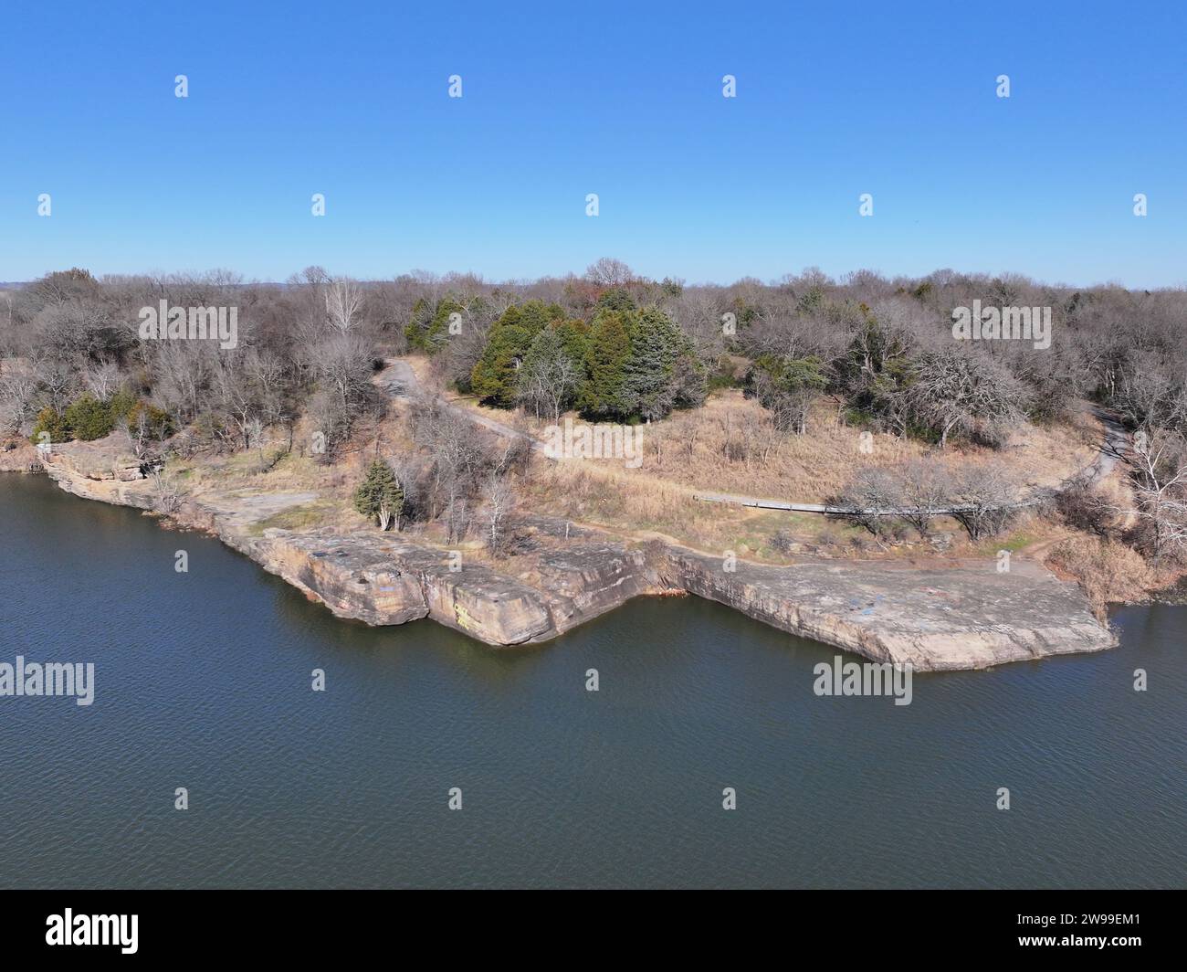 Vista aerea di Wilson Rock sul fiume Arkansas nell'Oklahoma orientale Foto Stock