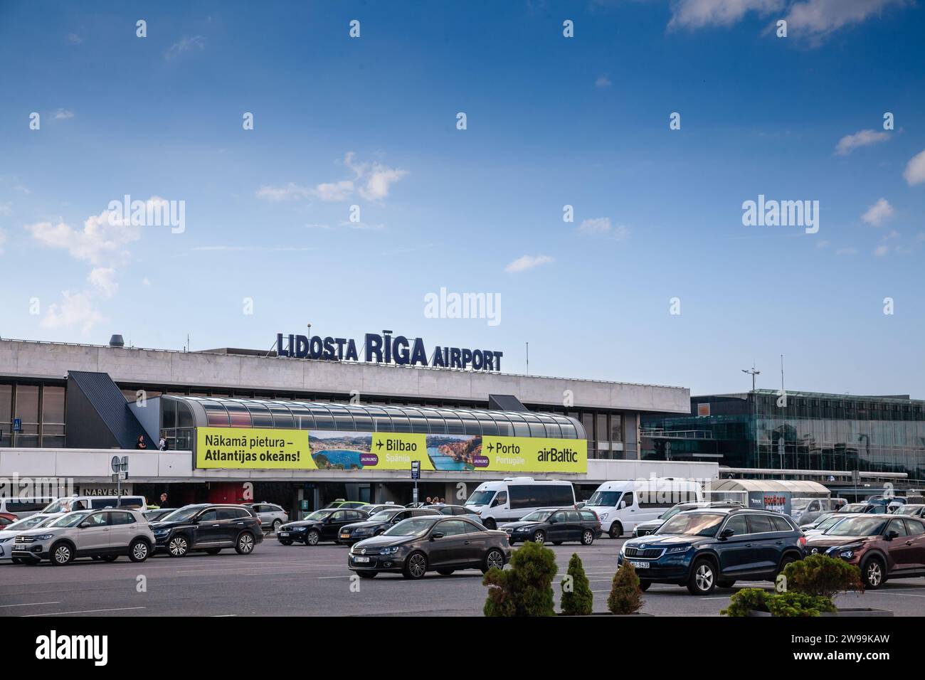 Foto dell'aeroporto di riga (Rigas Lidosta). Riga International Airport è l'aeroporto internazionale di riga, la capitale della Lettonia, e il più grande aeroporto Foto Stock