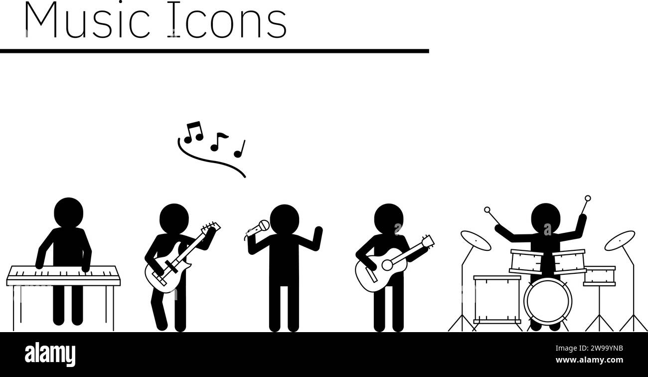 Pittogramma di persone che suonano in una band - traduzione: Pittogramma di persone che suonano in una band Illustrazione Vettoriale