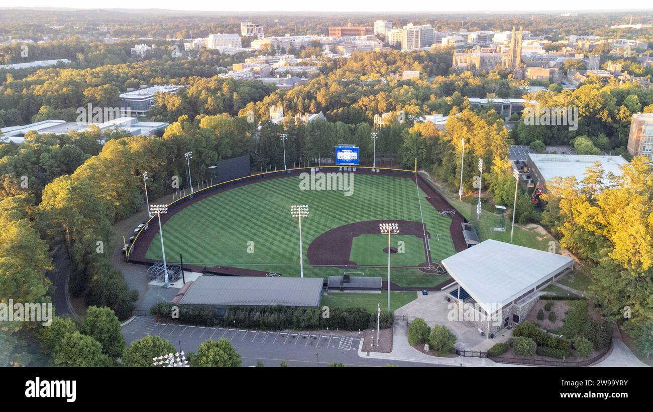 Durham, North Carolina - 2 settembre 2023: Il Jack Coombs Field ospita la squadra di baseball della Duke University Foto Stock