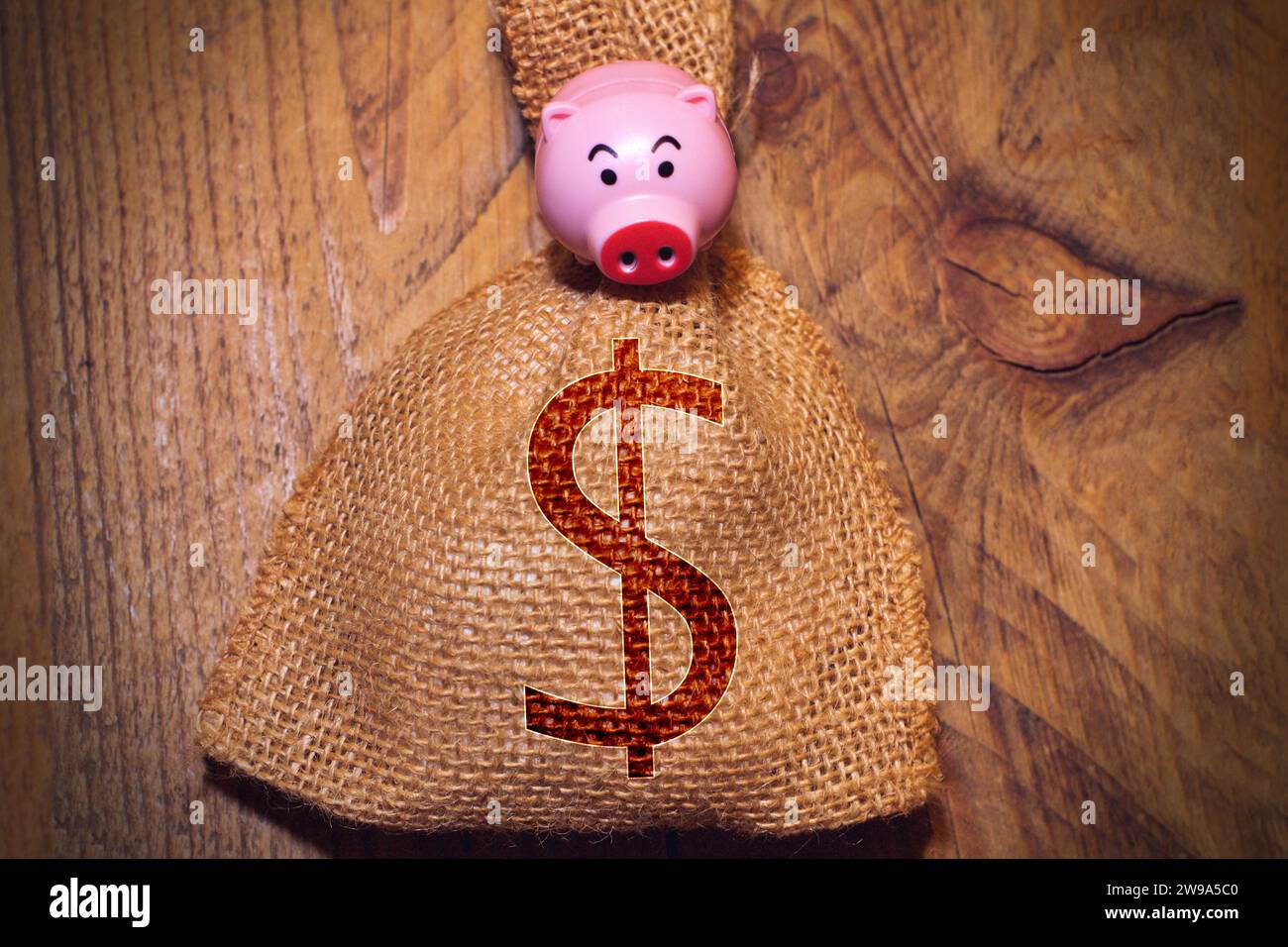 Salvadanaio con il simbolo del dollaro . Foto Stock