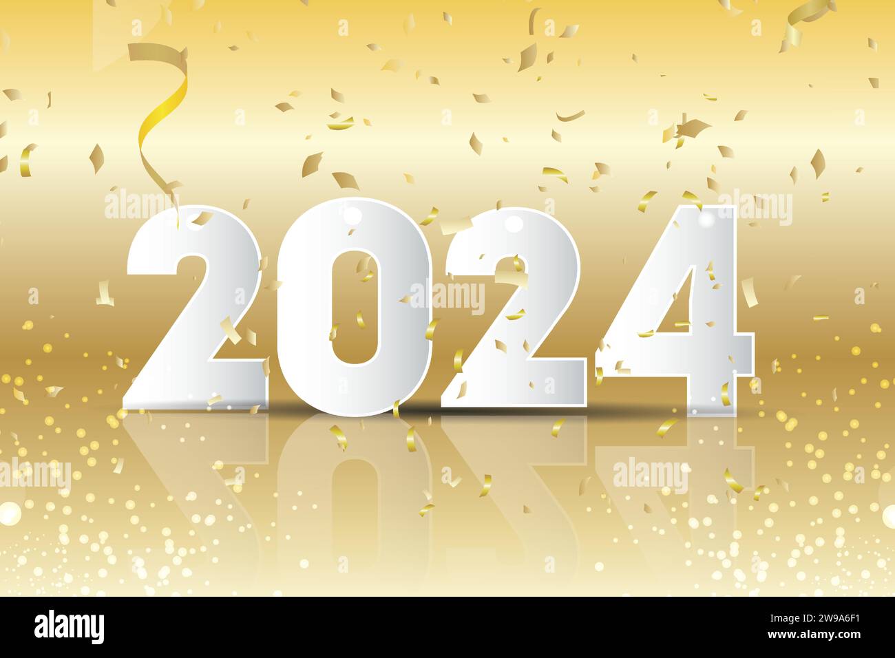 Felice anno nuovo auguri background per il nuovo anno 2024. Illustrazione Vettoriale