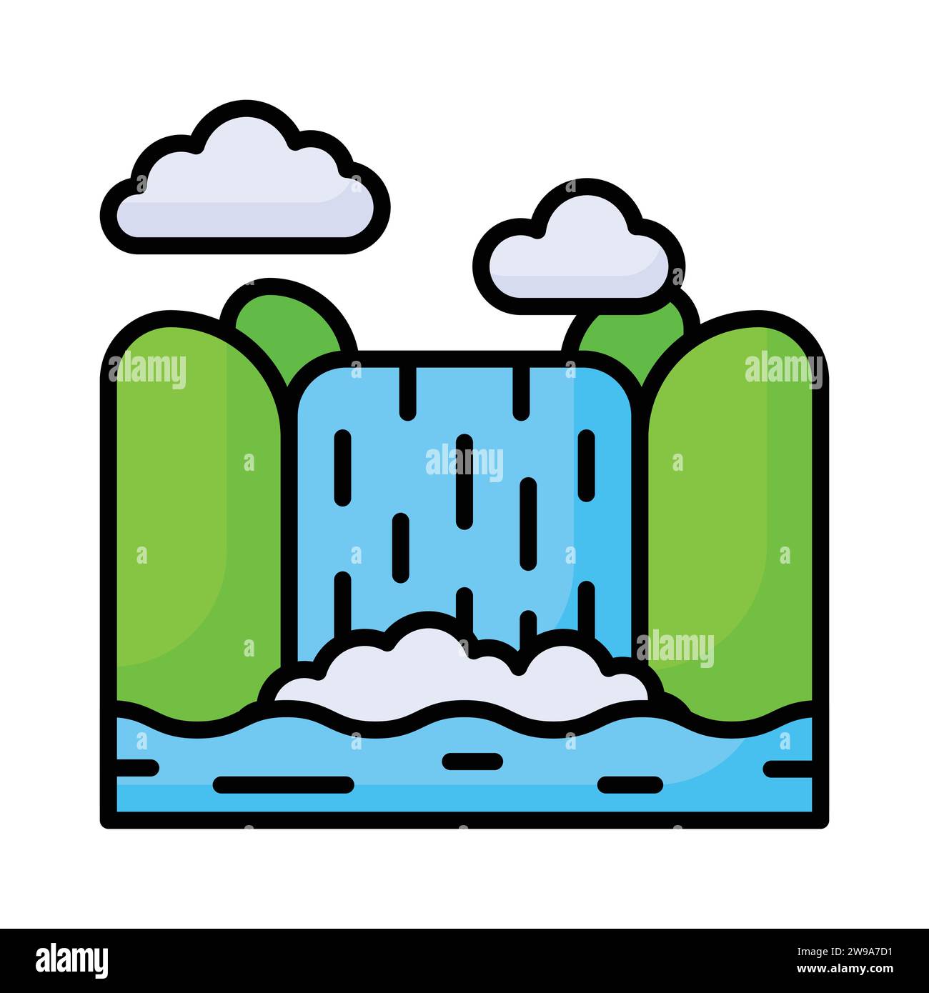 Un'incredibile icona delle cascate del niagara in stile moderno e vettoriale facile da usare Illustrazione Vettoriale
