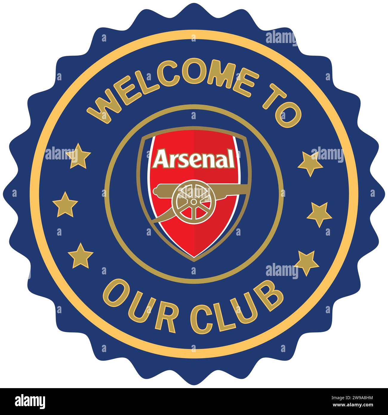 Benvenuto all'Arsenal FC, colorato timbro e sigillo, squadra di calcio professionistica inglese Vector Illustration immagine editabile astratta Illustrazione Vettoriale