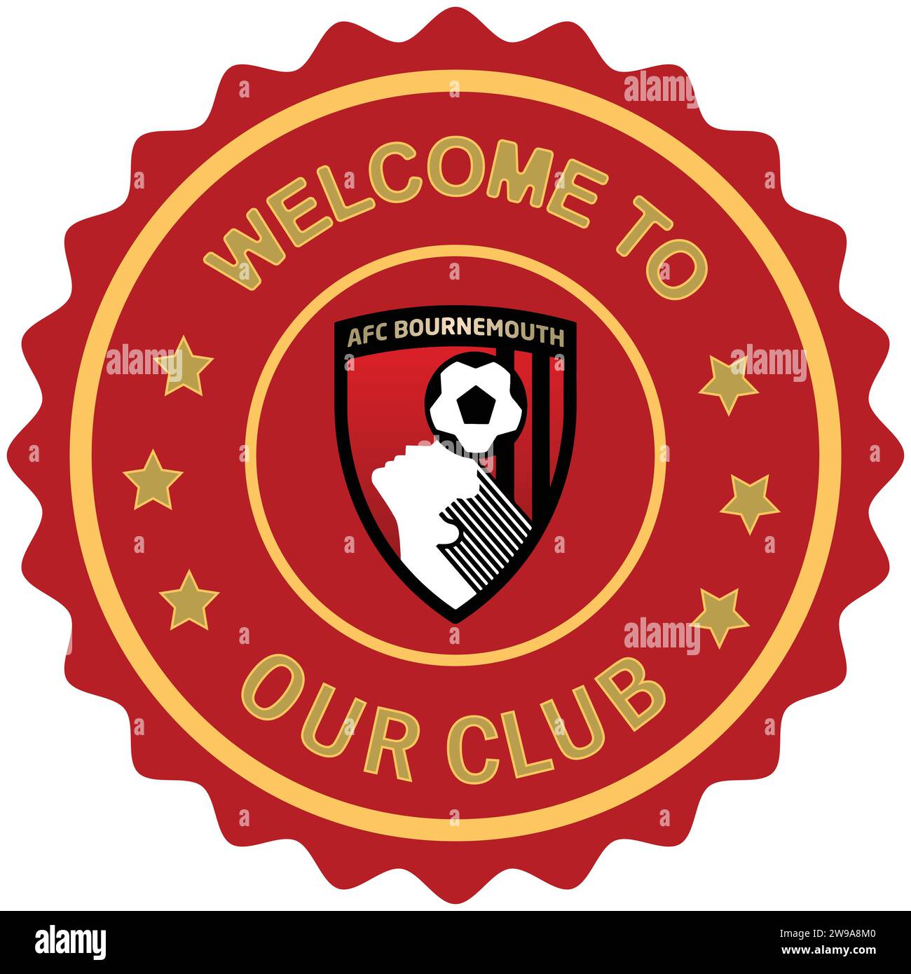 Benvenuti all'AFC Bournemouth, il nostro timbro colorato e sigillo, la squadra di calcio professionistica inglese Vector Illustration Abstract Editable image Illustrazione Vettoriale