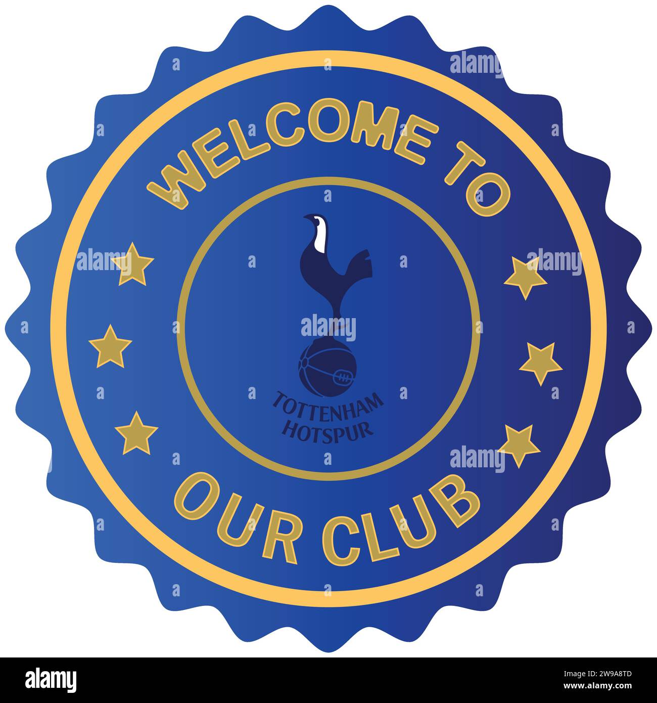 Benvenuto al Tottenham Hotspur FC, il timbro colorato e il sigillo della squadra di calcio professionistica inglese Vector Illustration Abstract Editable image Illustrazione Vettoriale