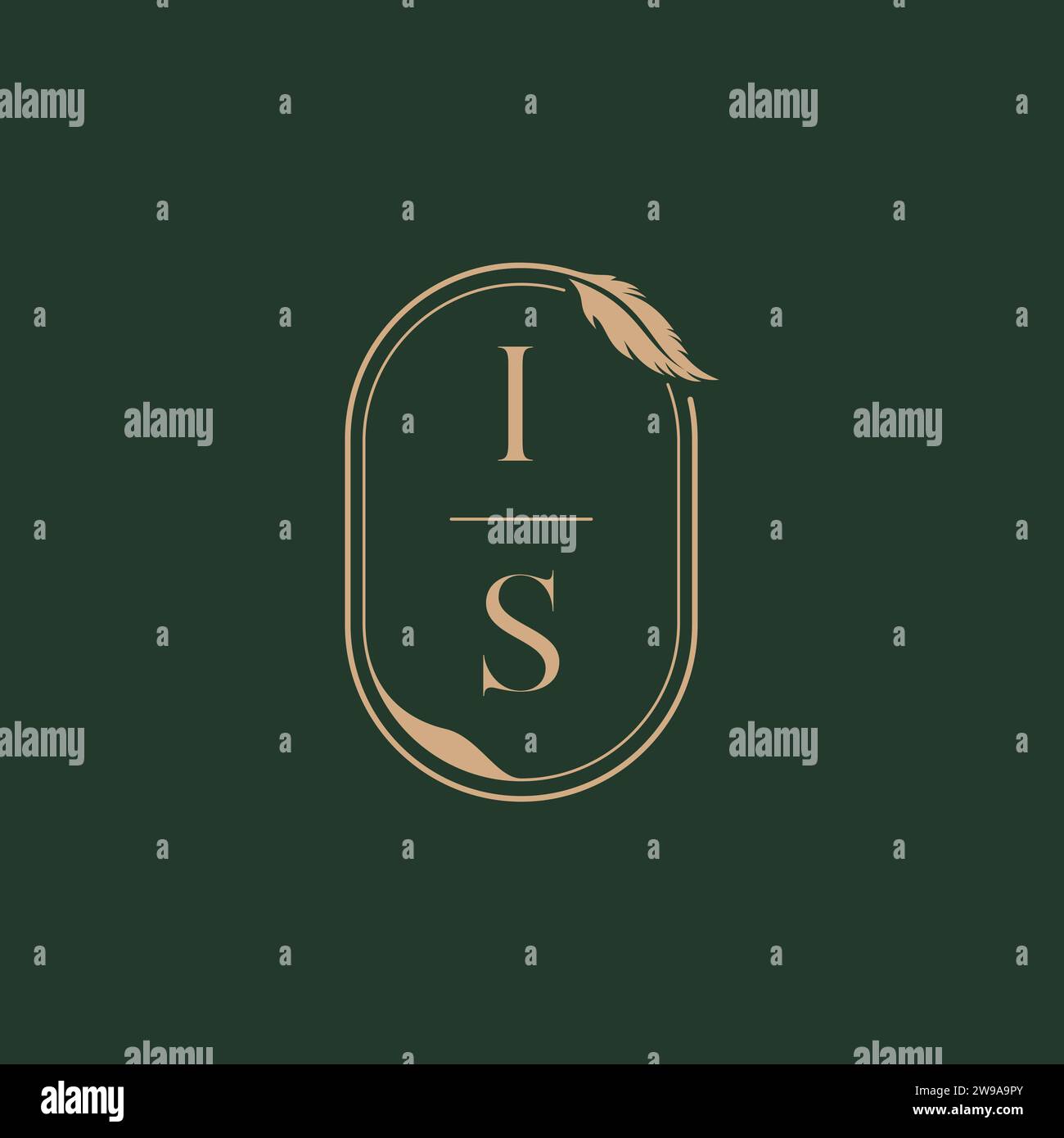 Idee per IL design del logo con monogramma nuziale di Feather Concept Illustrazione Vettoriale