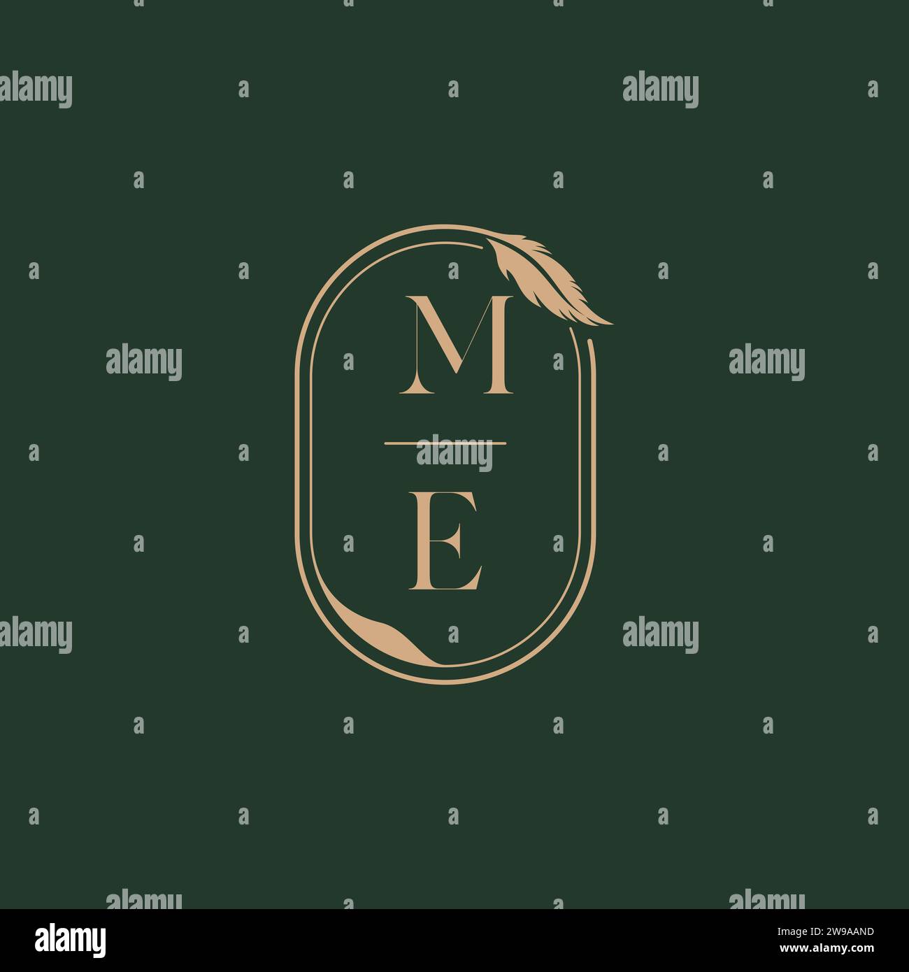 Le idee di design del logo del monogramma di matrimonio ME Feather Concept sono ispirate Illustrazione Vettoriale