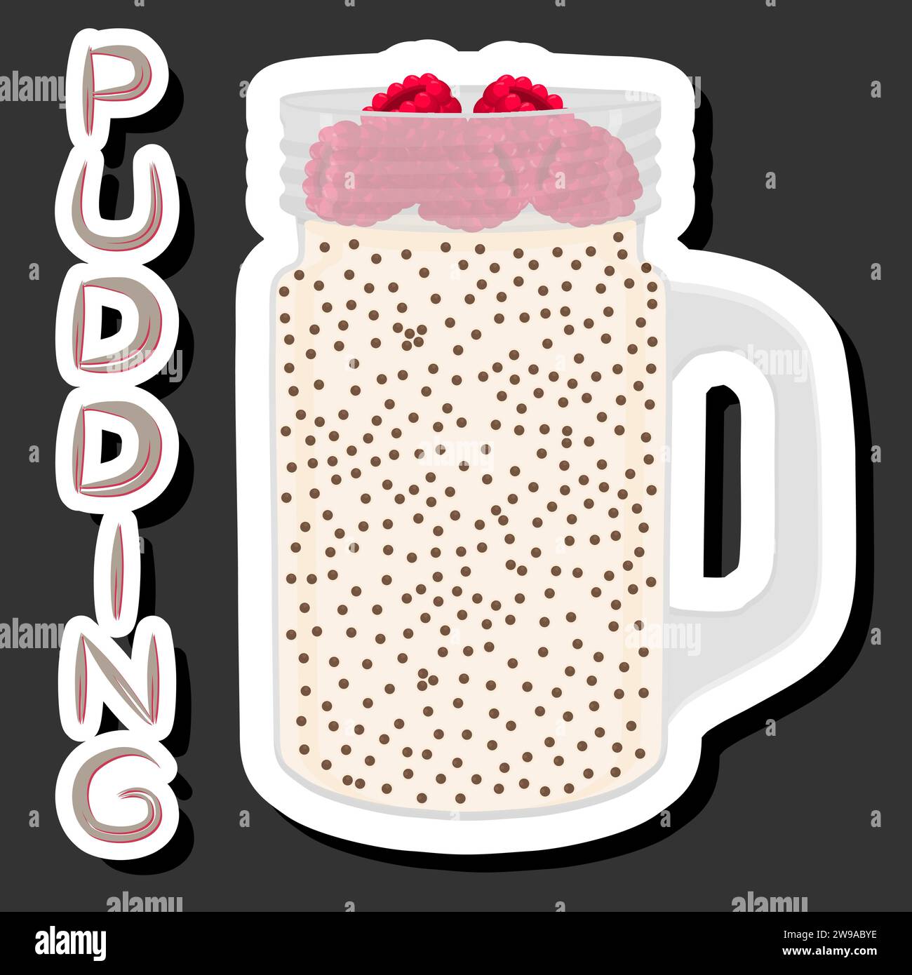 Illustrazione del dolce e gustoso budino a tema composto da vari ingredienti, budino di diversi alimenti commestibili, budino di design per questo pasto fresco Illustrazione Vettoriale