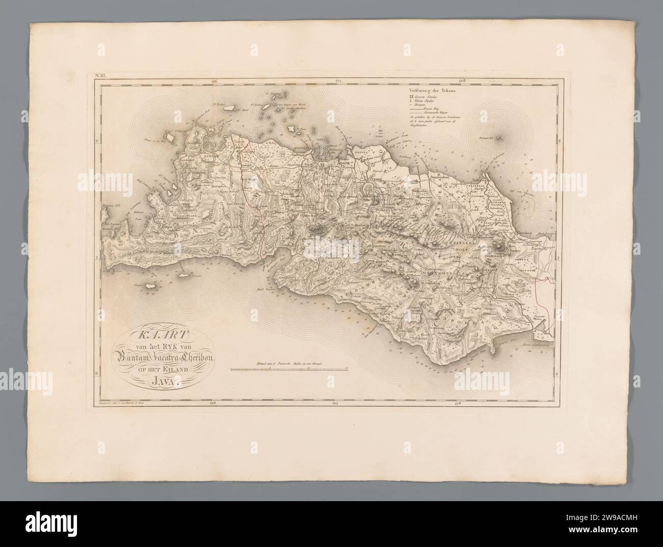 Mappa di Bantam e Giava Occidentale, C. van Baarsel and Son, stampa del 1818 numerata in alto a destra: III L'Aia ha pubblicato mappe di incisioni di paesi o regioni diversi di Giava occidentale. Bantam Foto Stock