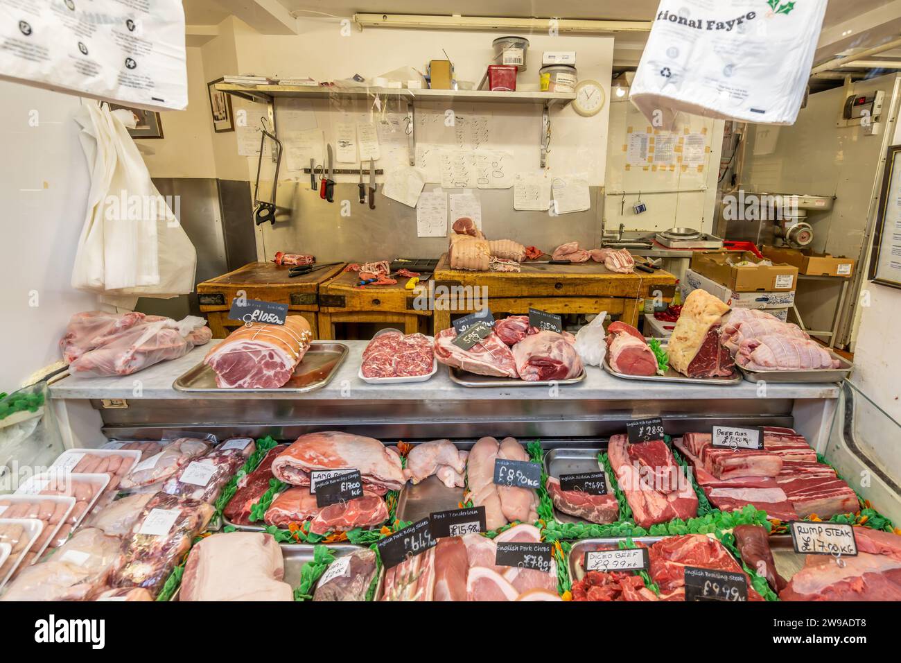 Vetrina della macelleria i Oxford Covered Market Foto Stock