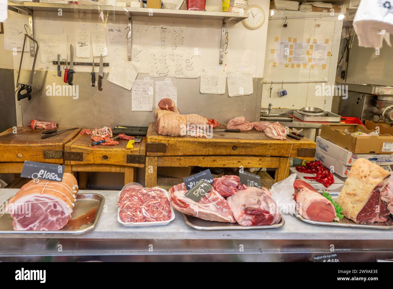 Vetrina della macelleria i Oxford Covered Market Foto Stock