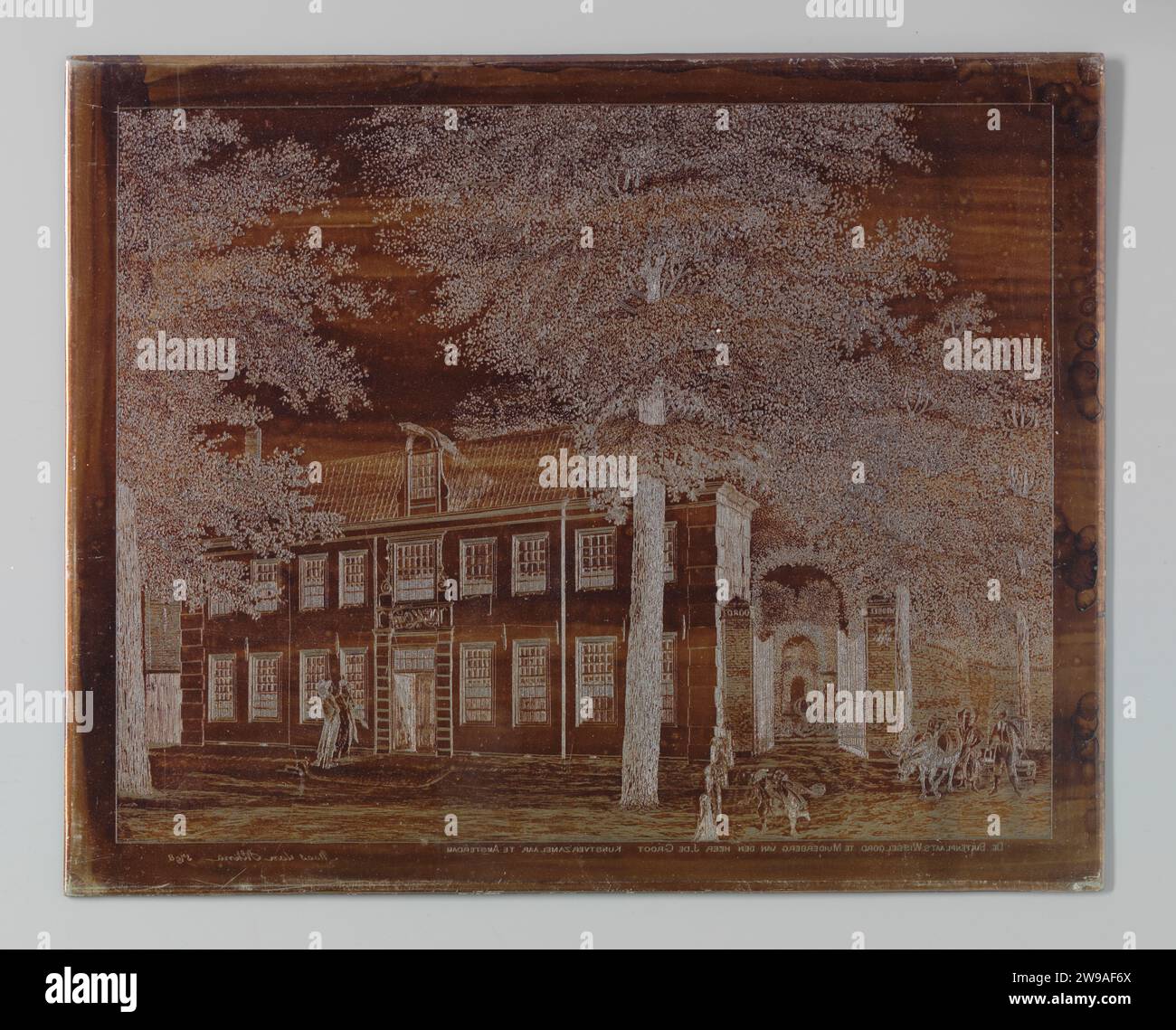 "De Buitenplaats Wisseloord in Muiderberg of Mr. J. de Groot Kunstzamelaar in Amsterdam" 1728, 1728 rigore di zinco inciso Foto Stock