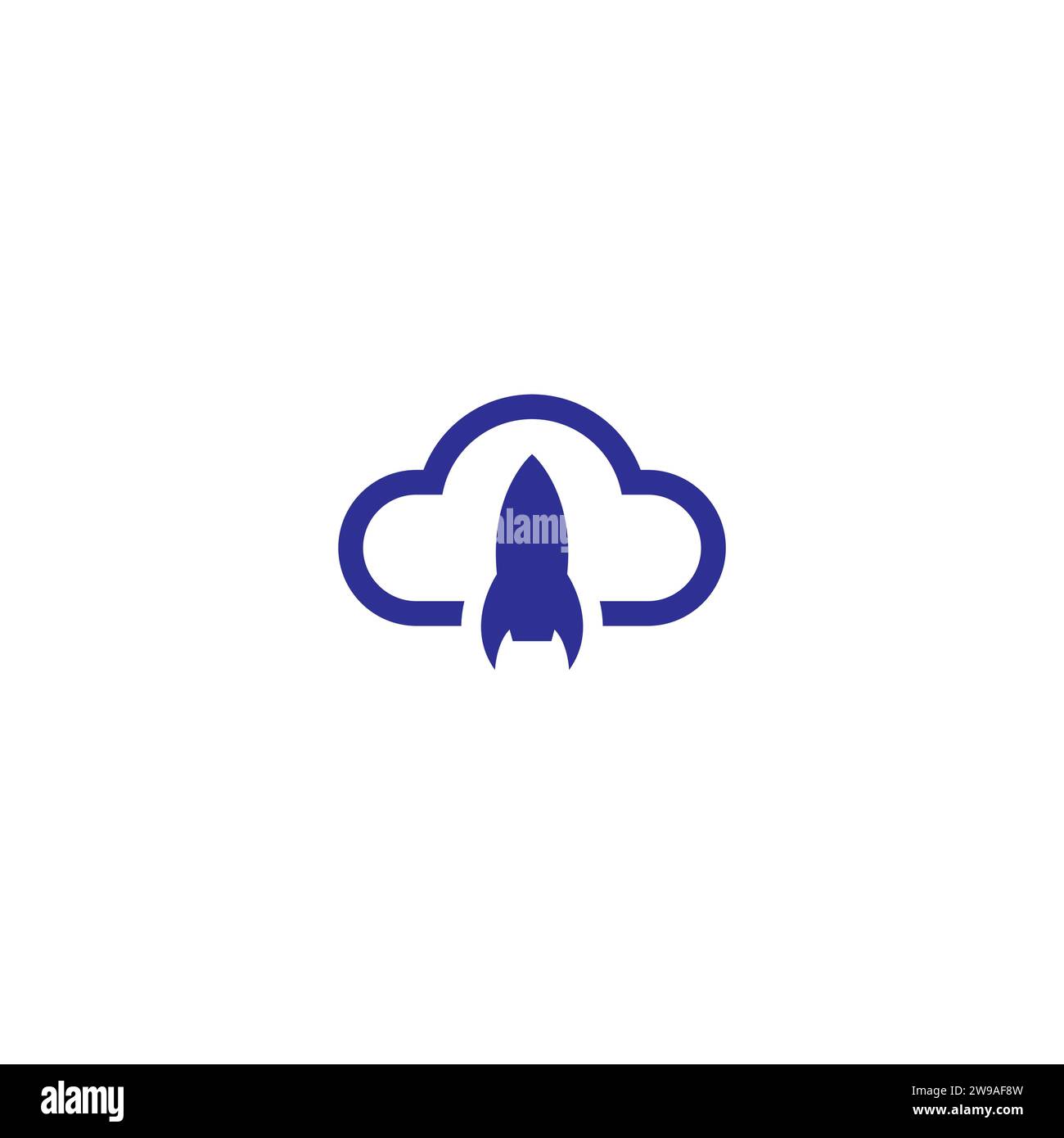 Logo Rocket Backup. vettore icona cloud Illustrazione Vettoriale