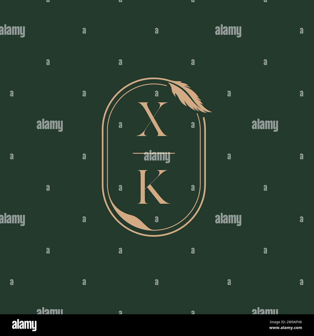 Idee per il design del logo del monogramma nuziale di XK Feather Concept come ispirazione Illustrazione Vettoriale