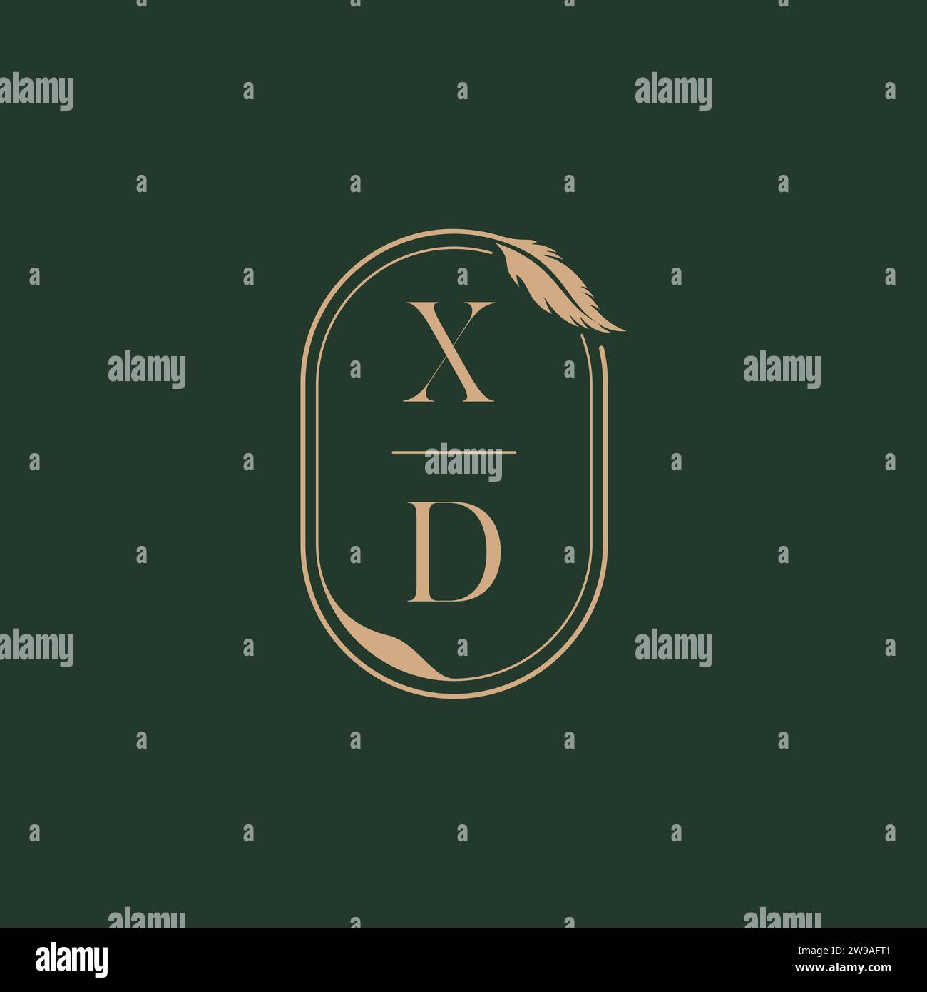 Idee per il design del logo del monogramma nuziale XD Feather Concept come ispirazione Illustrazione Vettoriale