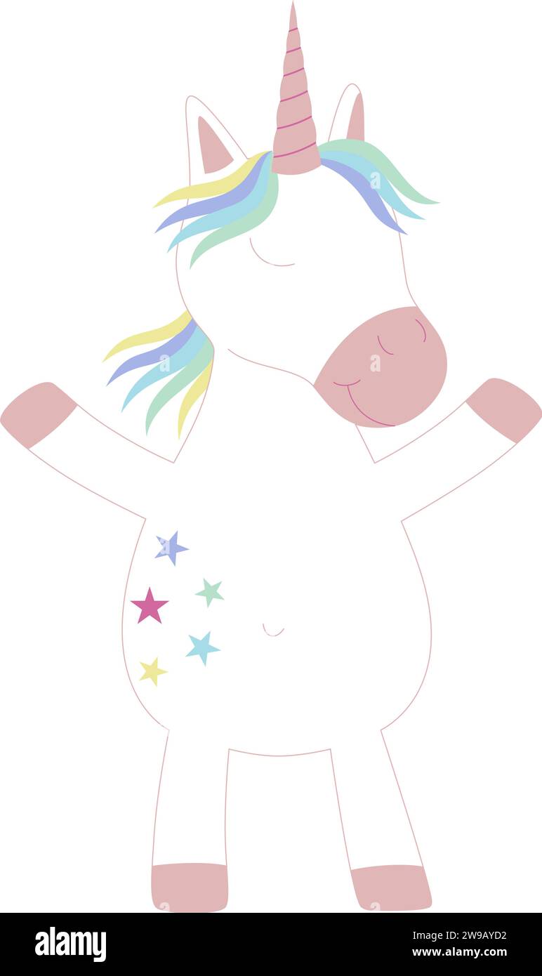 Boho unicorno in pastello con sfondo trasparente Illustrazione Vettoriale