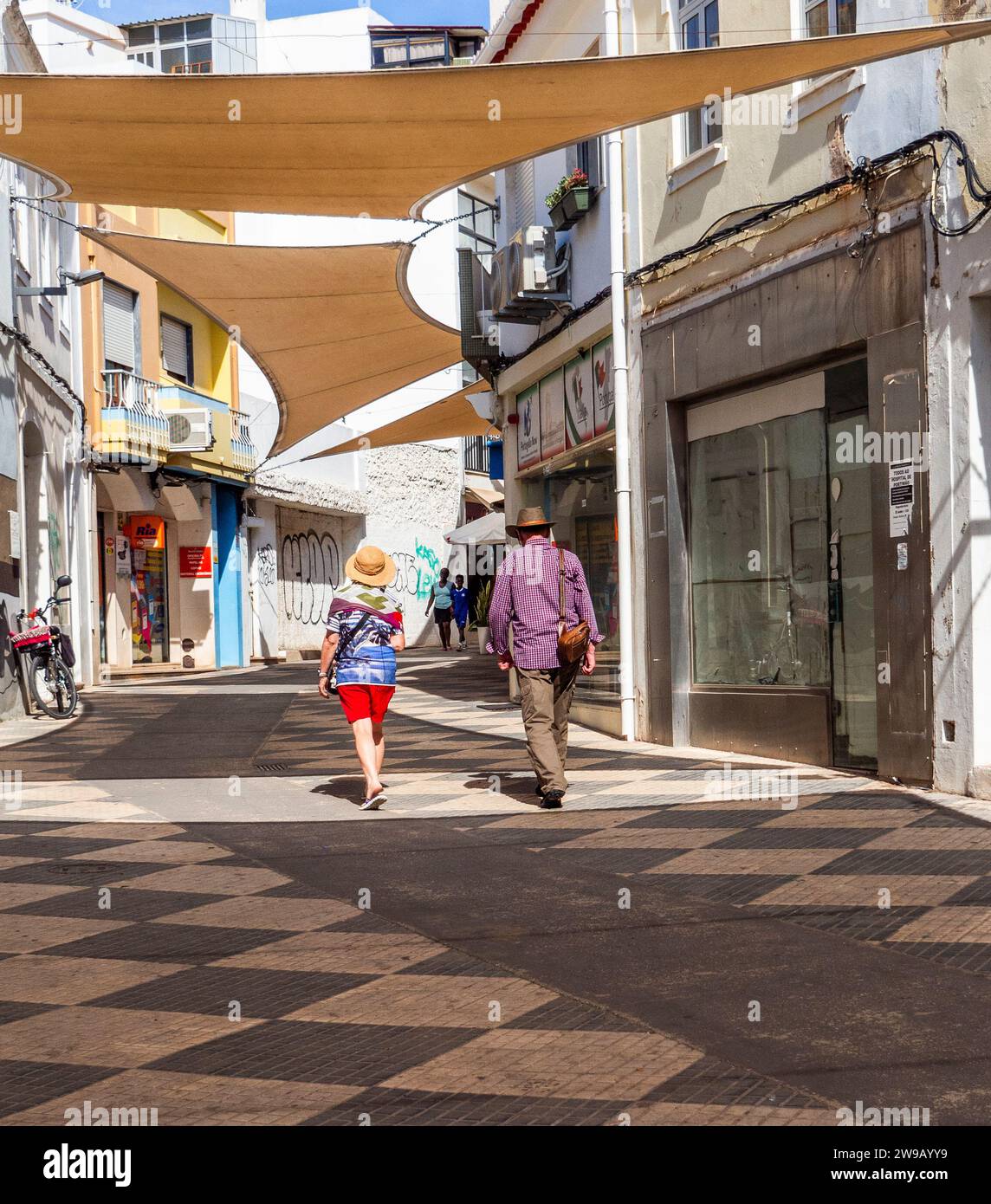 Zona della città vecchia di Portimao nel distretto di Faro dell'Algrave in Portogallo Foto Stock