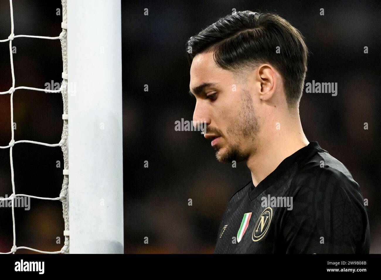 Alex Meret dell'SSC Napoli durante la partita di serie A tra AS Roma e SSC Napoli allo stadio Olimpico di Roma, 23 dicembre 2023. Foto Stock