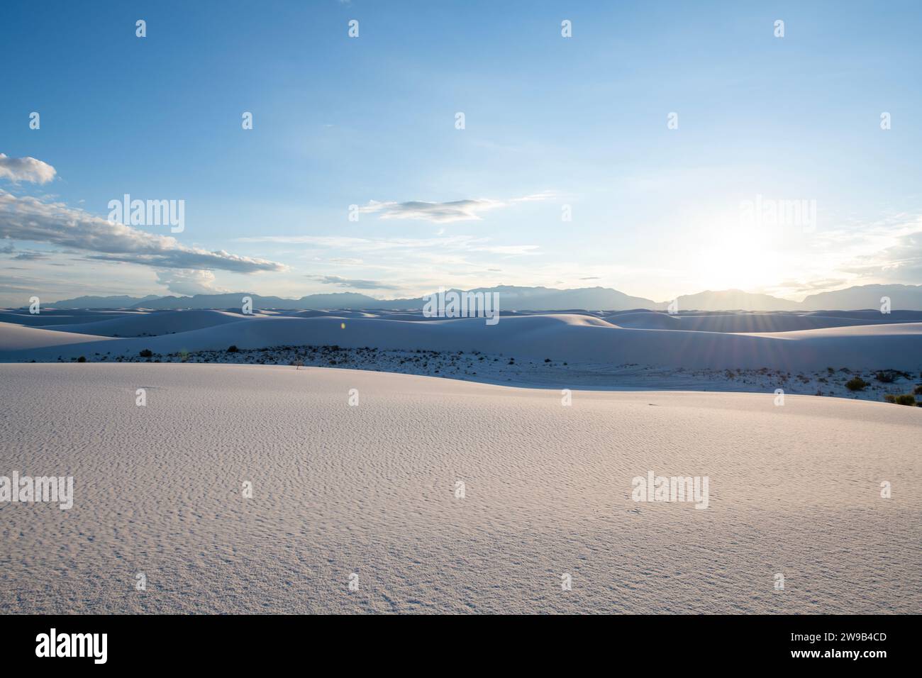 White Sands National Park New Mexico in una sera d'estate Foto Stock