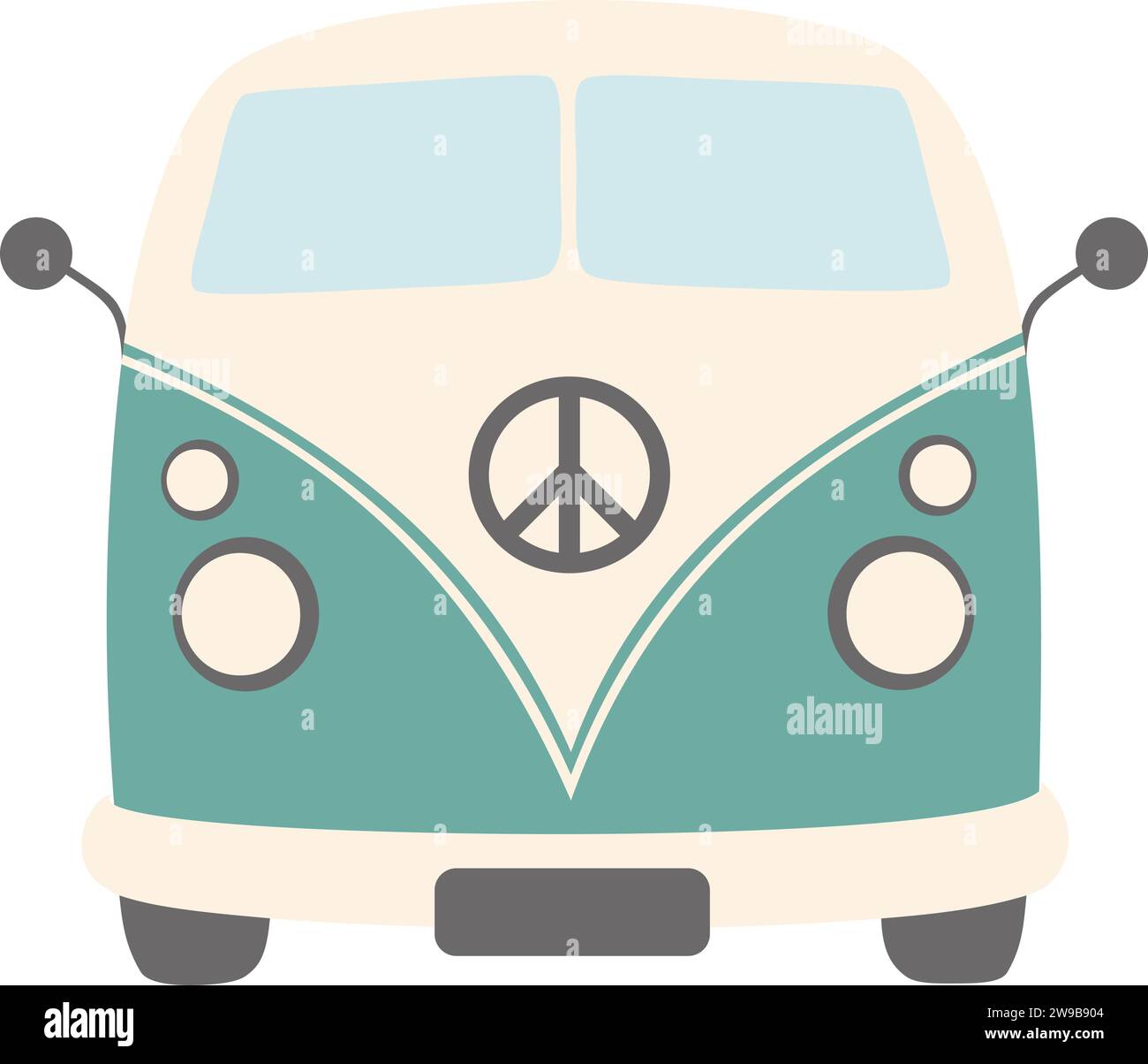 bus hippie con sfondo trasparente Illustrazione Vettoriale