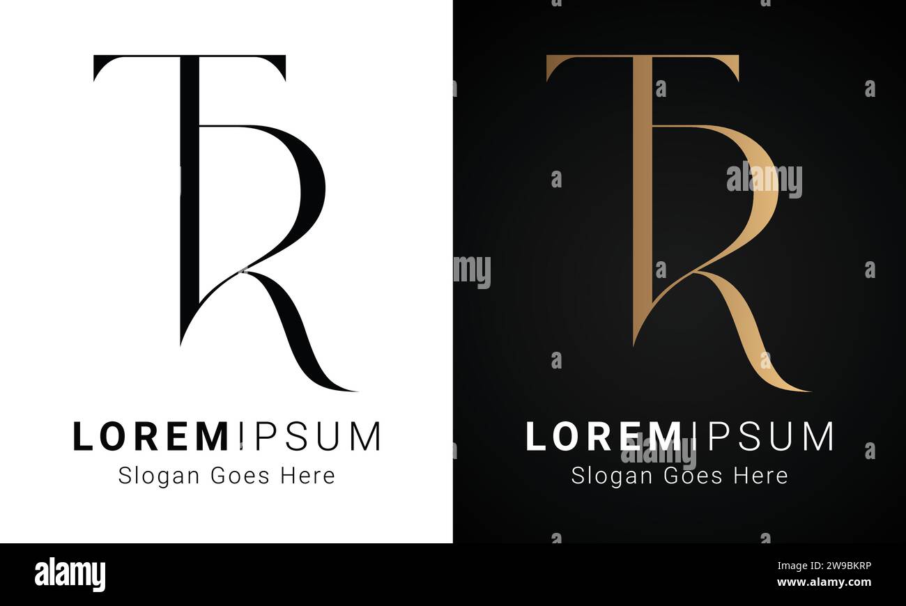 Design con logo TR o RT monogramma Luxury iniziale lettera di testo Illustrazione Vettoriale