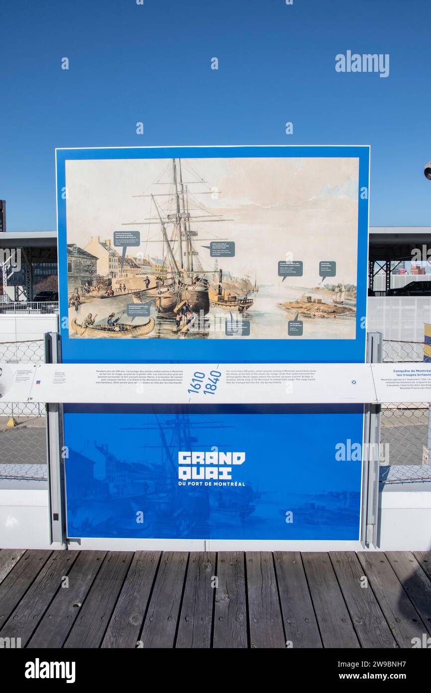 1610-1840 navi hanno scaricato la storia del porto al Grand Quay di Montreal, Quebec, Canada Foto Stock