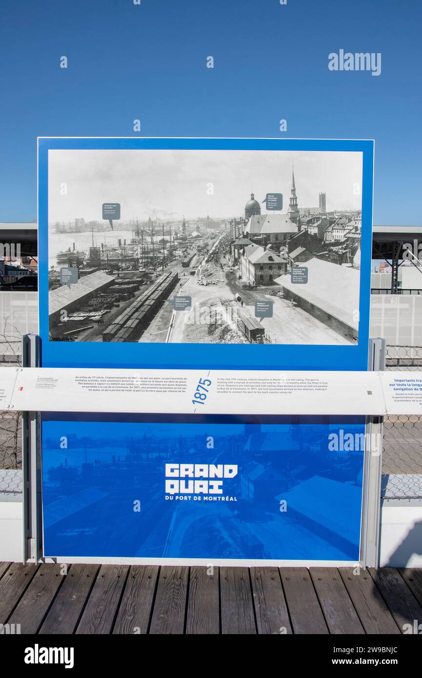 1875 storia dell'industrializzazione del porto al Grand Quay di Montreal, Quebec, Canada Foto Stock