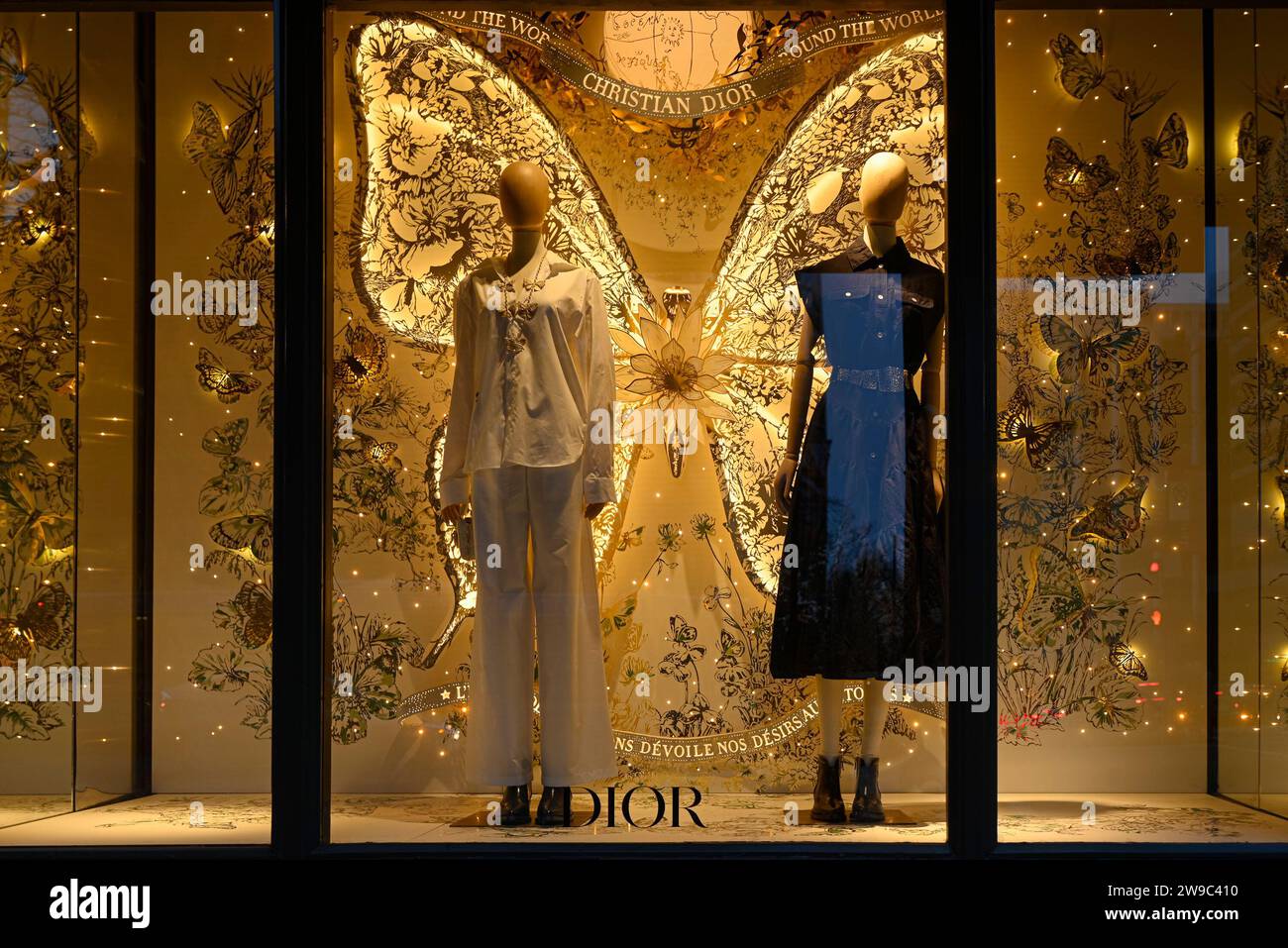 Christian Dior boutique, vetrina, Vancouver, British Columbia, Canada Foto Stock
