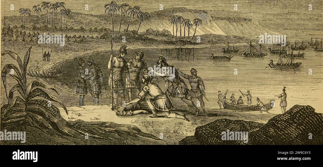 Incisione della morte di Pompeo Magno in Egitto Foto Stock
