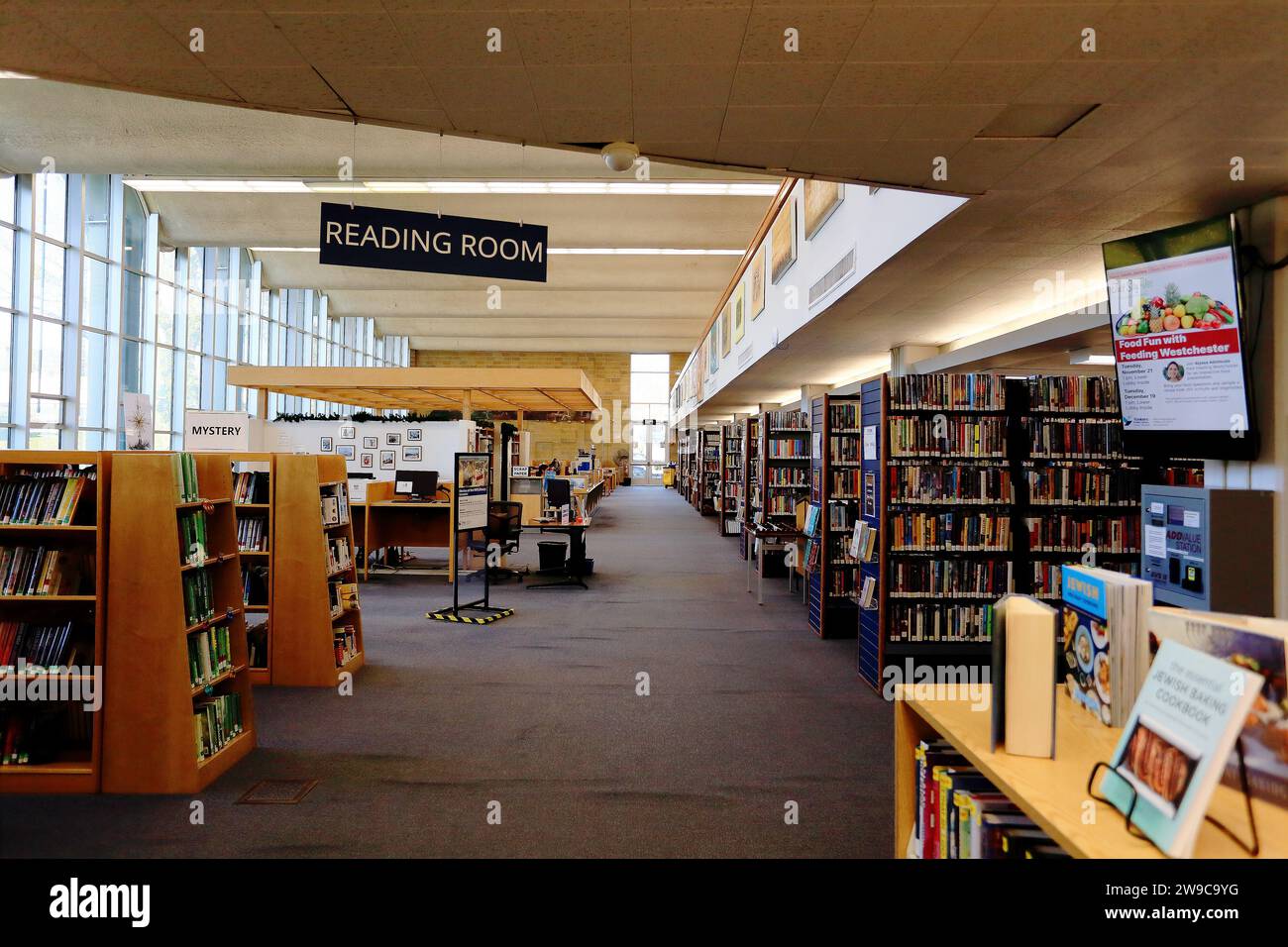 Sala lettura al piano principale, Grinton I.. Will Library, Yonkers, NY Foto Stock