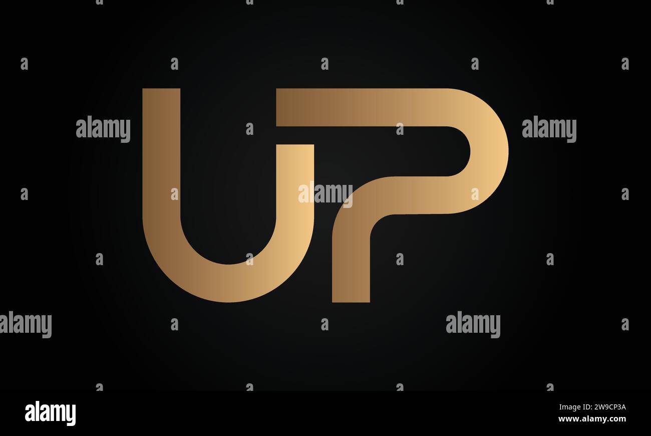 Design con logo monogramma Luxury Initial UP o monogramma in PU Text Letter Illustrazione Vettoriale