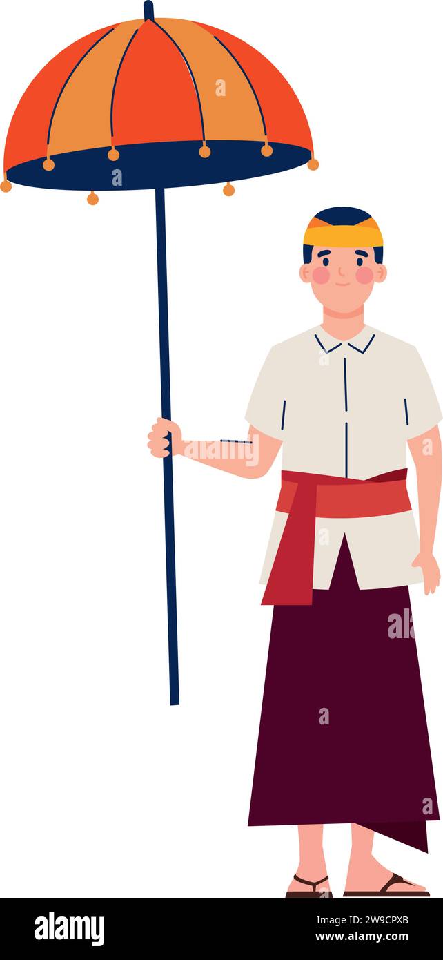 nyepi uomo con ombrello Illustrazione Vettoriale