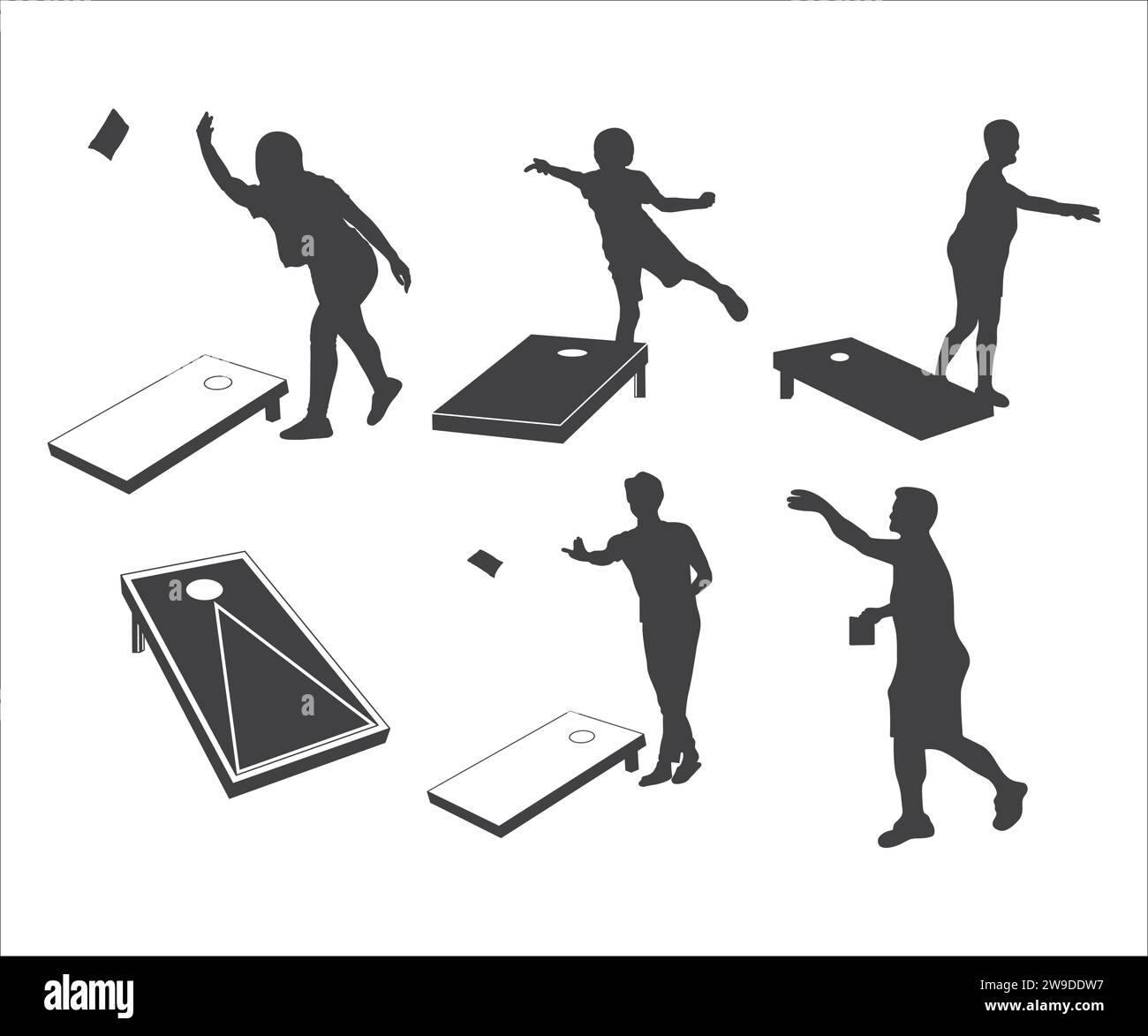Tavole Cornhole, silhouette Cornhole, Cornhole Playing svg, Cornhole Game, Cornhole board, Cornhole, Cornhole board, Cornhole playing Illustrazione Vettoriale