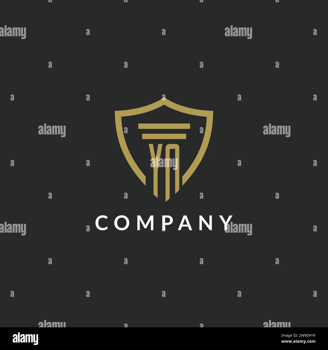 Logo monogramma iniziale con idee di design a colonna e scudo Illustrazione Vettoriale