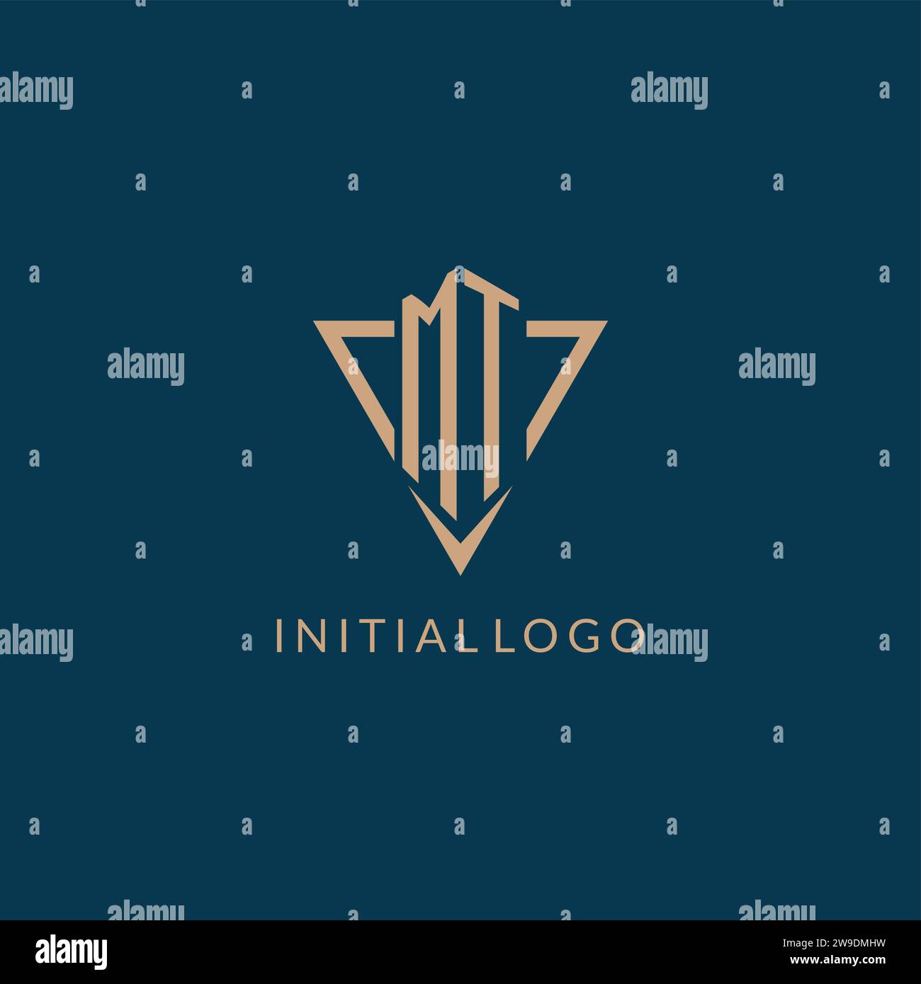 Iniziali logo MT a forma di triangolo, grafica vettoriale con design creativo del logo Illustrazione Vettoriale
