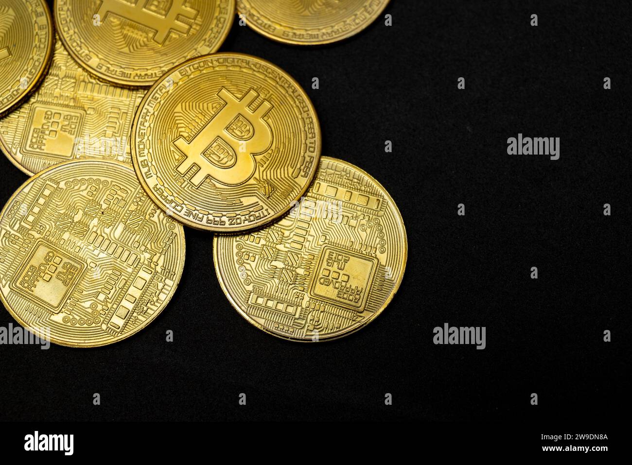 Bitcoin BTC Cryptocurrency Coins. Concetto del mercato azionario Foto Stock