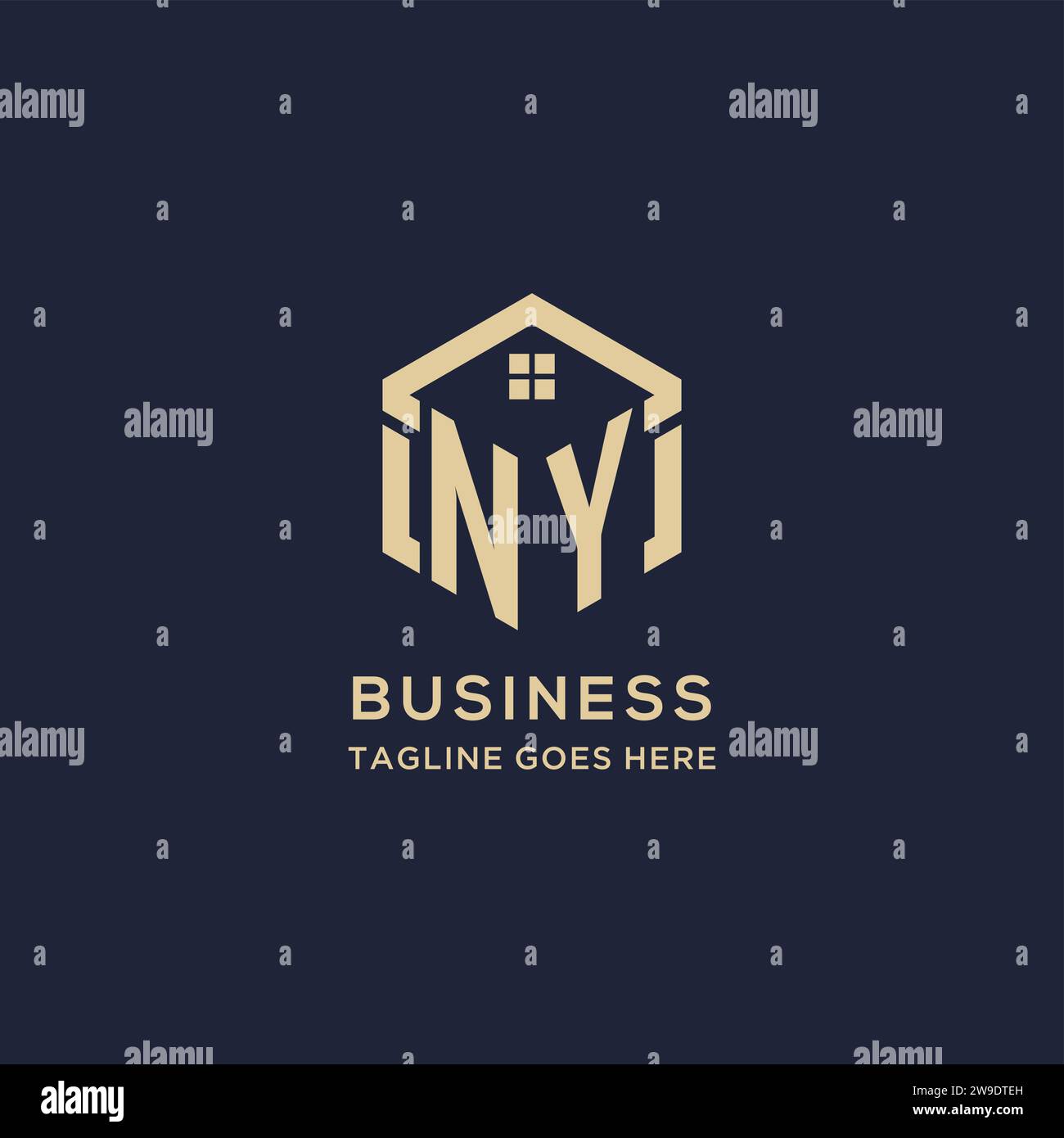Logo New York con tetto astratto a forma esagonale, design semplice e moderno del logo immobiliare grafica vettoriale Illustrazione Vettoriale