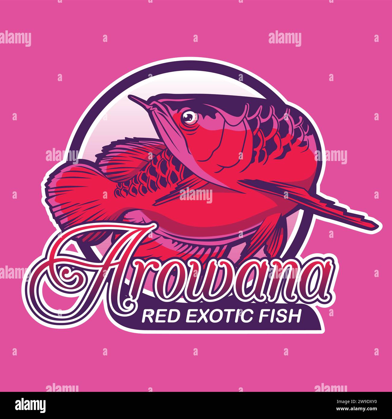 Logo Arowana Fish. Red Arowana Fish Mascot Design Illustrazione Vettoriale