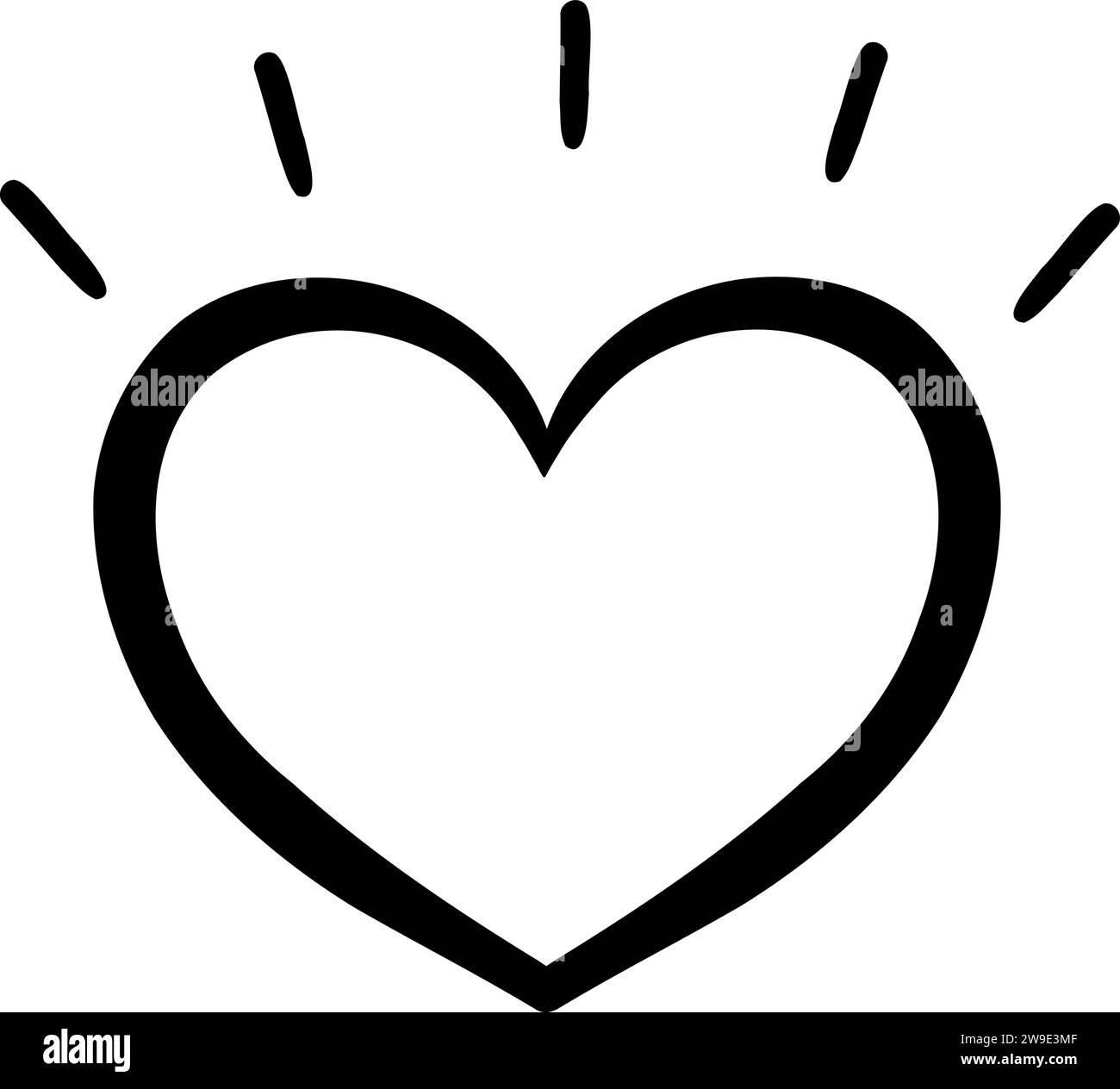 Linea tracciata a mano con cuore su sfondo bianco. Illustrazione Vettoriale